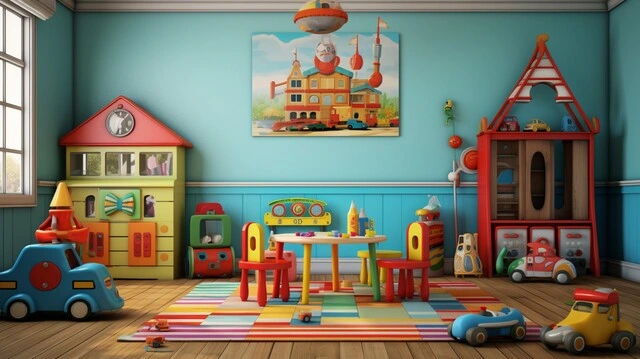 playful theme kids room rug